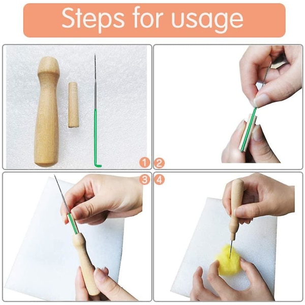 Nålefiltingsett, 24 farger ullrovingfilting, komplett nålefilting