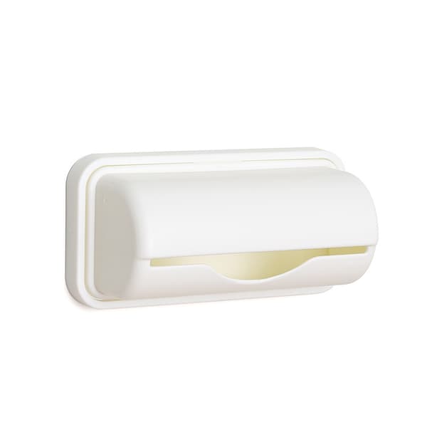 2 st plast väggmonterad sopsäck behållare, sopsäck organizer, sopsäck dispenser, multifunktionell förvaringslåda, （vit, 15*6,5cm）