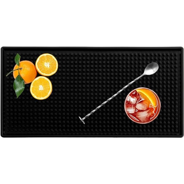 Gummibar måtte, 30*15cm sort bar service spildmåtte tørremåtte, 1 stk