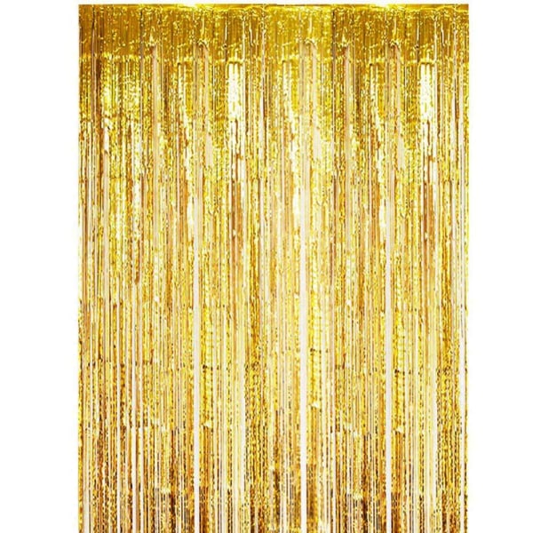 Glitterdraperi Metallic Gold 1-pack [1x2,5m] för fest födelsedag guld