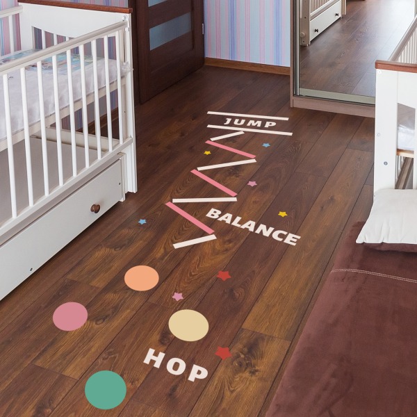 Farverige fødder Puslespil Hopscotch Game Start Wall Stickers, Aftagelig DIY Art