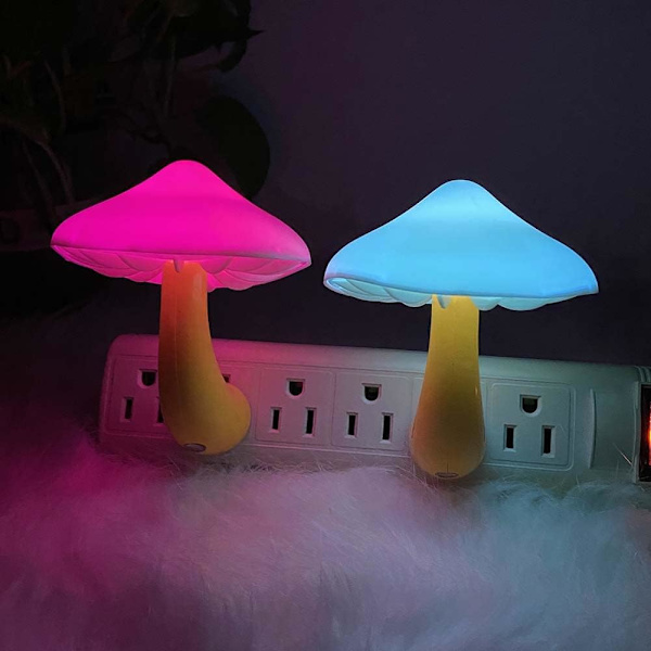 [2 Pack]  Plug-in LED Mushroom Night Light Lamp med skymningssensor,Pl