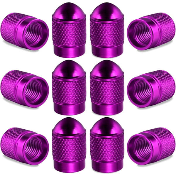 12 stk. Alloy Ventilkapper, Universelle Ventilstangstilbehør, Støvkapsel, Luftdysekapper, Dekorationstilbehør til Bil, SUV, Motorcykel, Cykel (Lilla)