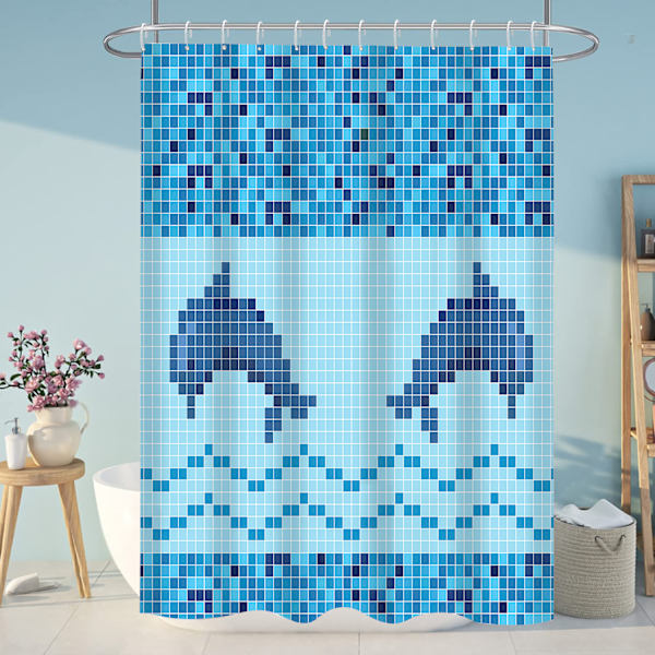 Havsmosaik Delfin Duschdraperi, 100cm*180cm