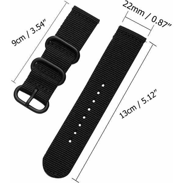 22mm Universal Ballistic Watch Band, Nylon Canvas Woven Loop Replacement Wr