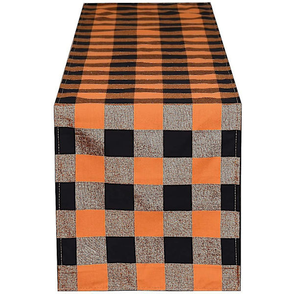 Halloween Buffalo Check Plaid Dug, Bomulds-polyesterblanding Klassisk Familie Spisebord Dug 33*180cm