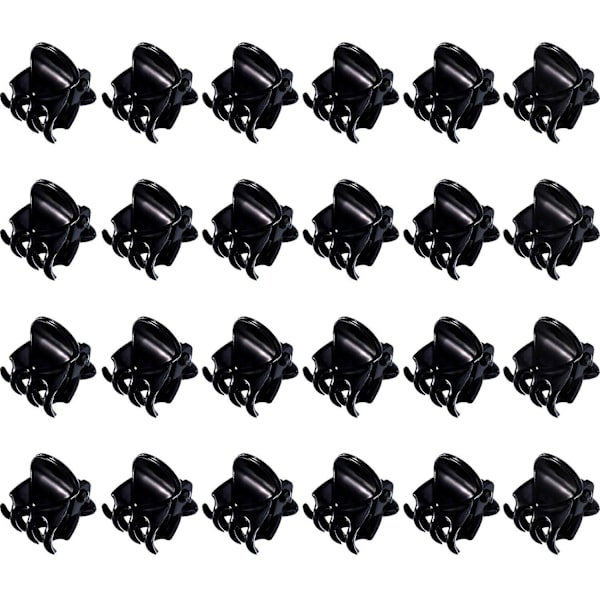 Mini hårklemmer i plast (24 stk., svart)
