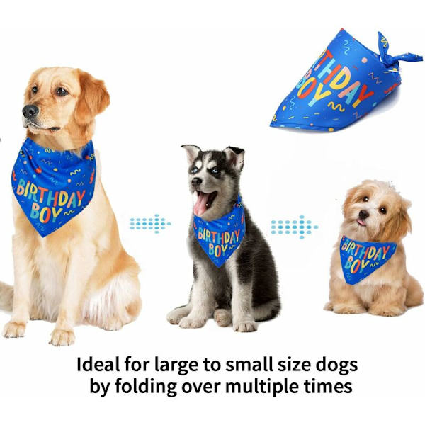 Hunde bandana til fødselsdag, justerbar hund kat tørklæder trekant halstørklæde dekoration til kæledyr hagesmæk små mellemstore store hunde (blå)