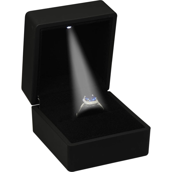 LED Black Ring Box för förslag, bröllop, förlovning, jul..