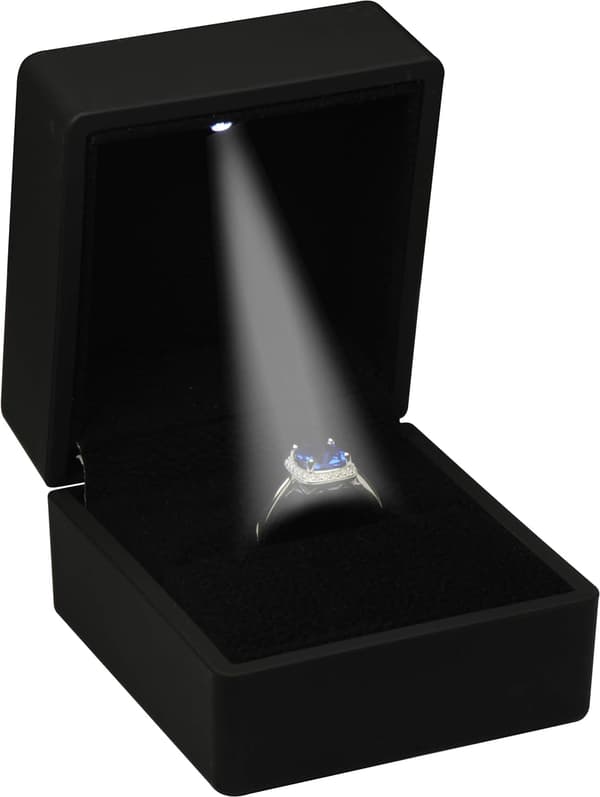 LED sort ringboks til frieri, bryllup, forlovelse, jul..