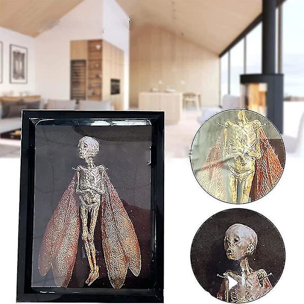 Förbannade föremål Död älva skugglåda Display Handgjord läskig mumifierad älvlik kropp Hotellbibliotek Bar Vardagsrum Hemkonst Prydnad Halloween Dekor