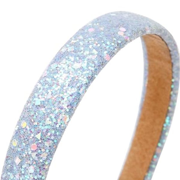 3-pack glittrande paljetter glittrande hårband för barn breda vadderade hårband mode söta dagliga accessoarer (rosa + himmelsblå + vit) 13,5 cm