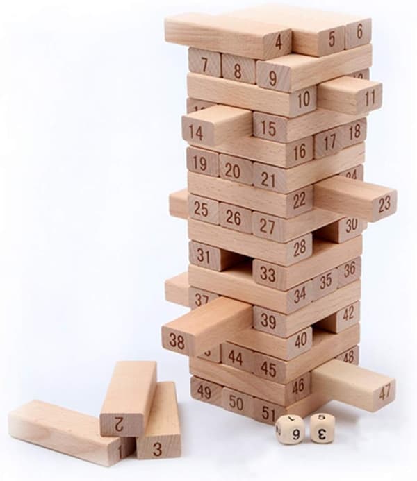 Klassiska blockstaplingsspel tegelstenar - 48 bitar
