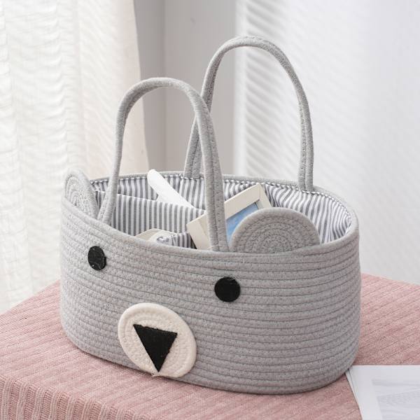 Babyblöjor Caddy Organizer 100% Bomullsduk Snygg Rep Barnkammare Bärbar