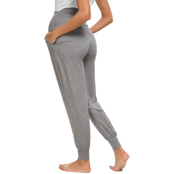 Womens Maternity/Pregnancy Jogger Pants Over The Belly Sweatpants grå