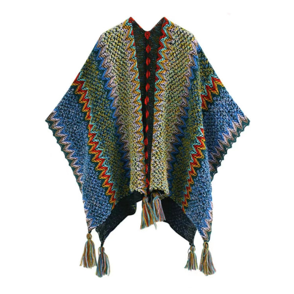 Damestrikket sjalkappe, farge, 100X140cm