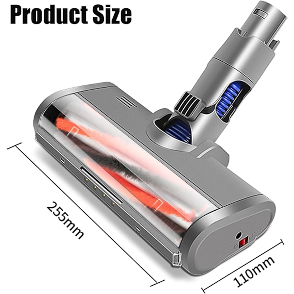 Elektrisk turbomotorisert roterende børste kompatibel med Dyson V6 Hurtigutløsning med bustvalse for teppe Hardt gulv Tregulv Fliser med LED-lys