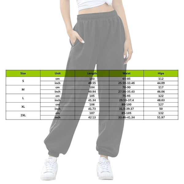 2022 Joggingbyxor Dam Casual Lösa Haremsbyxor Enfärgade Mode Hip Hop Hög Midja Byxor Baggy Byxor Joggers Dam XL,GRÅ