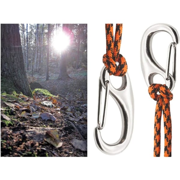 6 st klätterkarbinhake, fjäderkarbinhake i rostfritt stål, 50 mm fjäderkarbinhakehållare