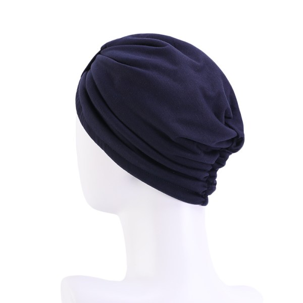 Satin Turban - Sovehette i én størrelse, marineblå