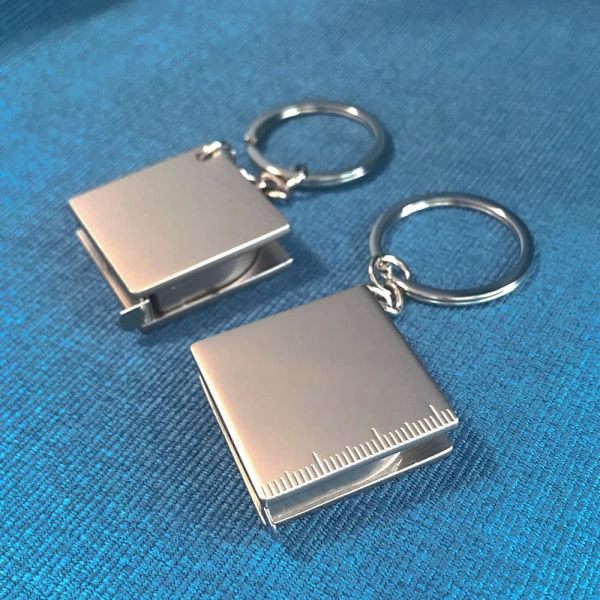 2 st bärbar full metall mini linjal måttband multifunktionell nyckelring K