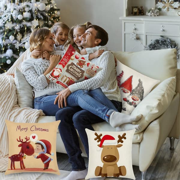 Set med 4 julkuddfodral - Linne Heminredning 45x45 cm
