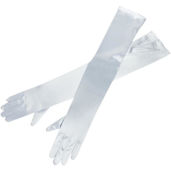 Kvinders aftenhandsker 55 cm lange hvide satin fingerhandsker hvide