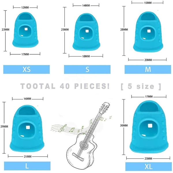Guitar Fingertip Protectors - 40 stk. Silikone Guitar Finger Guards Guitar Fingertip Protection Covers Caps