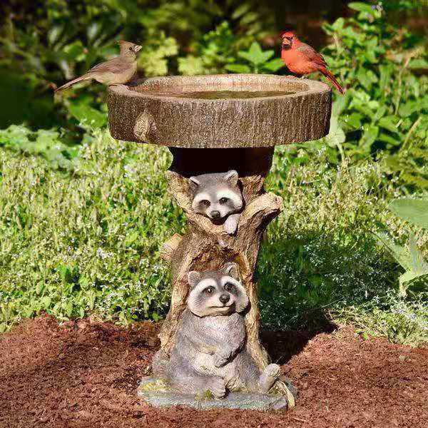 Harpiksstatuer i slott av polyresin, antikk fuglebad for hage, 14*