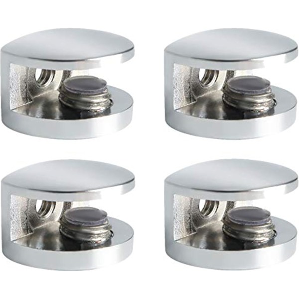 Glas Klemme Glas Hyldebeslag Væghængt Hylde Støtte Justerbar Fastgørelse, Tilpasningsdygtig 6-8mm Tykkelse Glas, 4 Stk, 25*18*13mm