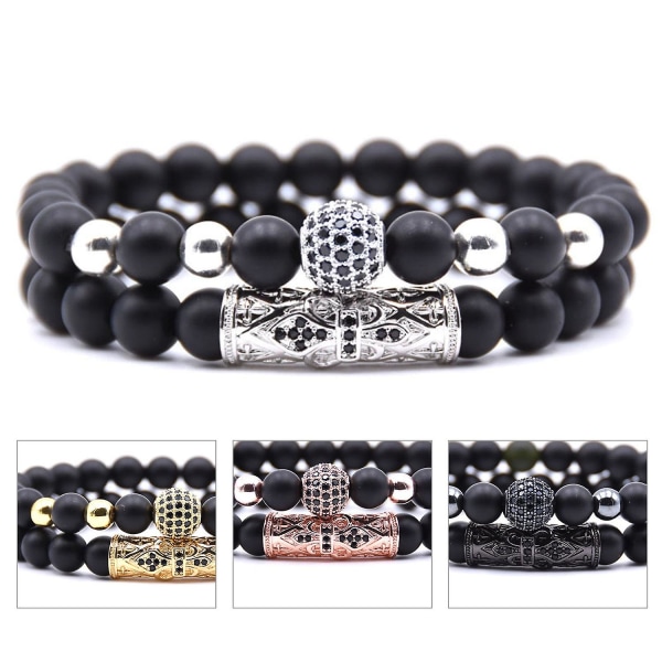 2 stk/sett Pen armbånd Korrosjonsbestandig Legering Perle Design Menn Smykker Armbånd