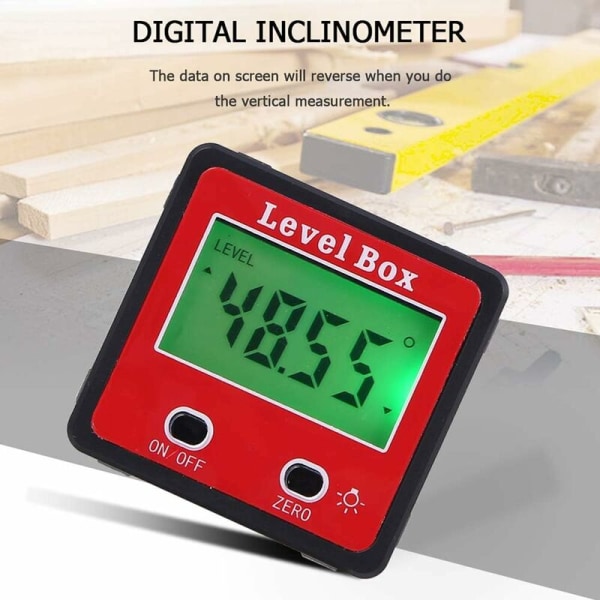 Vinkelmätare Horisontell Vinkelmätare Digital Inclinometer, Digital Elektronisk Nivå Box Magnetfot Mätverktyg, Röd 500g