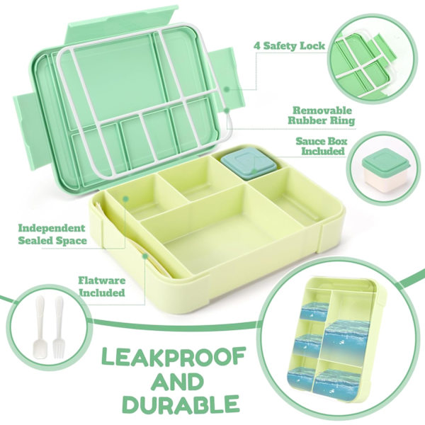 Lounasrasia, Bento-rasia Muovinen lounasrasia sopii aikuisille lapsille, 1300 ml Bento-rasia Ateriarasia kolmella lokerolla ja ruokailuvälineillä, BPA-vapaa, Mikroaaltouuni