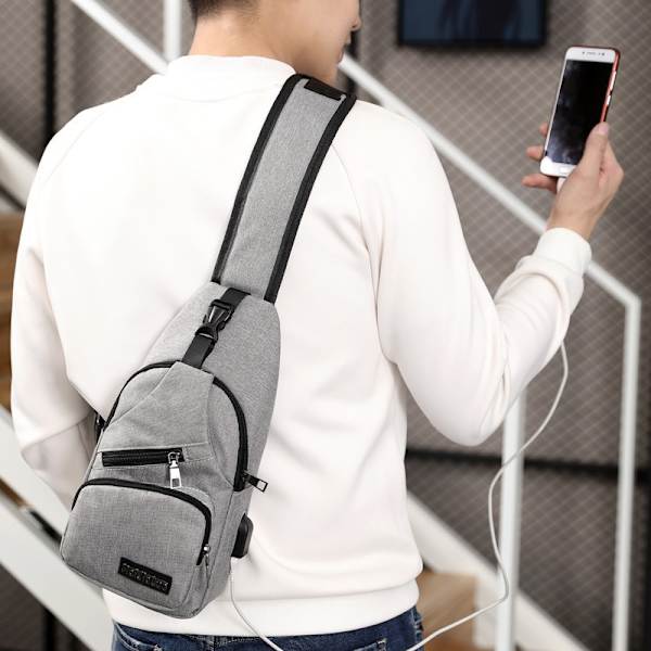 Axelväska Herr Cross Body Bag Powerbank Outlet - Grå grå