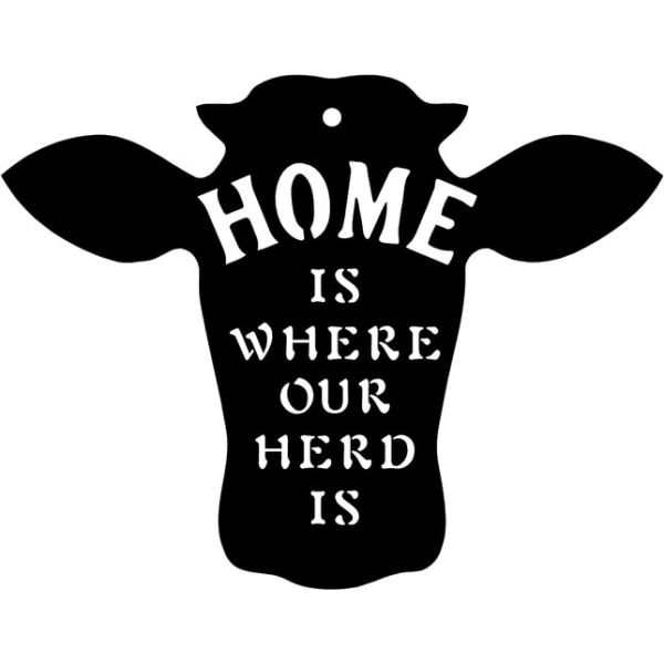 Cow Metal Sign Home är där vår besättning är -Storlek 13,5" x 11" - Country Farmho