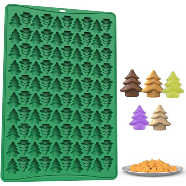 Jule Silikonform, 100 Hulrum Mini Juletræ Slik Chokolade Bageform til Konditori Cookies Pudding Gele Hundegodbidder, 22*16*2CM