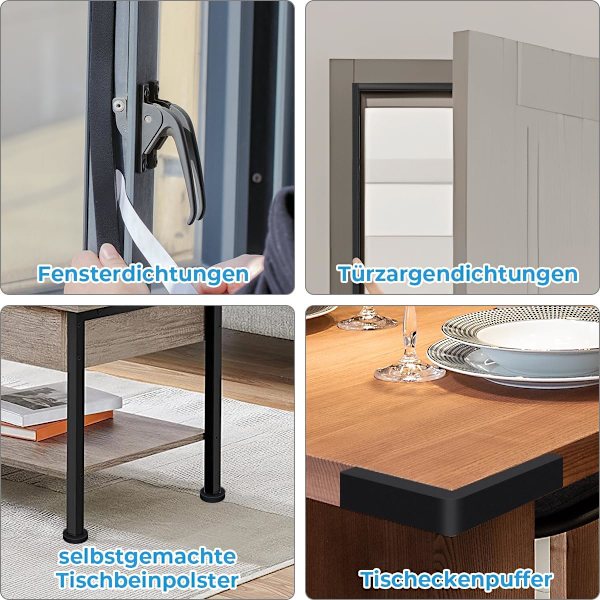 2 kpl itseliimautuvaa vaahdoteippiä 1,5 cm × 2 m, itseliimautuvaa vaahtokumia ovien ja ikkunoiden tiivistämiseen, sääsuojattu, iskunkestävä, äänieristys