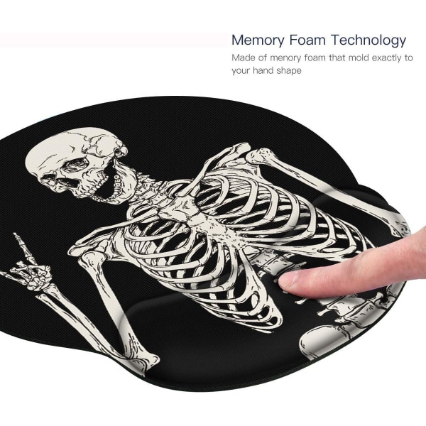 Brittisk ergonomisk musmatta med handledsstöd Svart mänskligt skelett