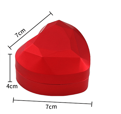 Sammet Ringask, Ringask med LED-ljus, Hjärtformad Ringfodral, Smyckeskrin, Ringpresentask kompatibel Bröllopsförlovningsceremoni, 70x70x40M