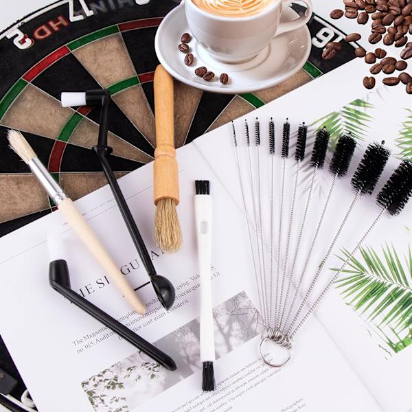 KaffeKvarn Borste, 15 Stycken Kaffe Maskin Rengöringsborste Nylon Espresso Borste för Kaffe Kvarnar Espresso Maskiner Kaffe Verktyg