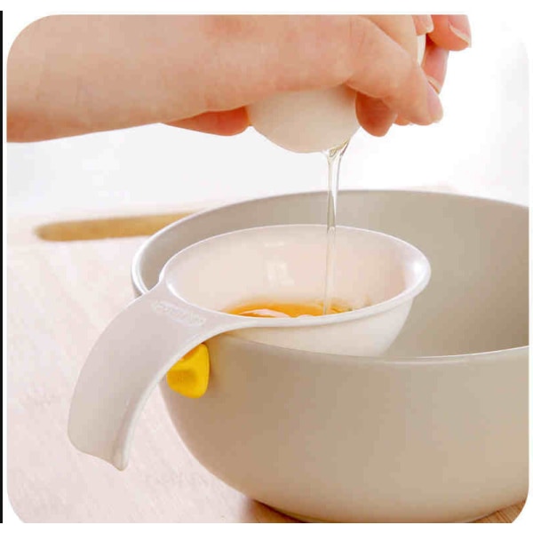 2 st Mini Vit Äggula Separator med Plast Silikonhållare Vit Äggula Separator