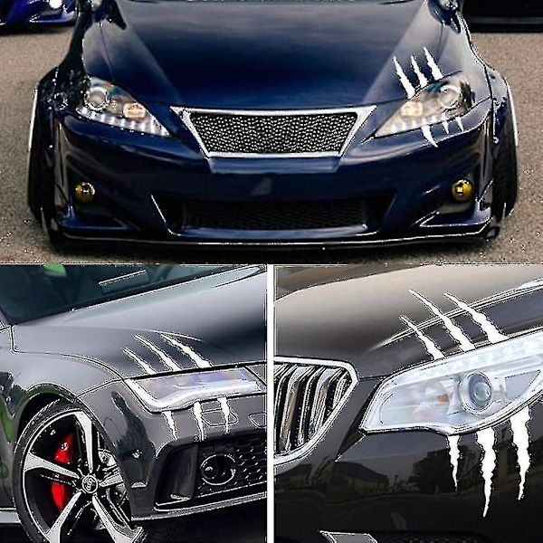 Carstickers Reflekterende Monster Claw Scratch Marks Frontlykt Bumper Klistremerke Vanntett Klistremerke-1 stk