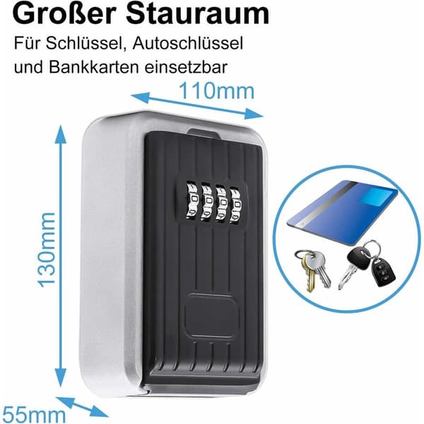 Nøkkelboks med 4-sifret kode for veggmontering