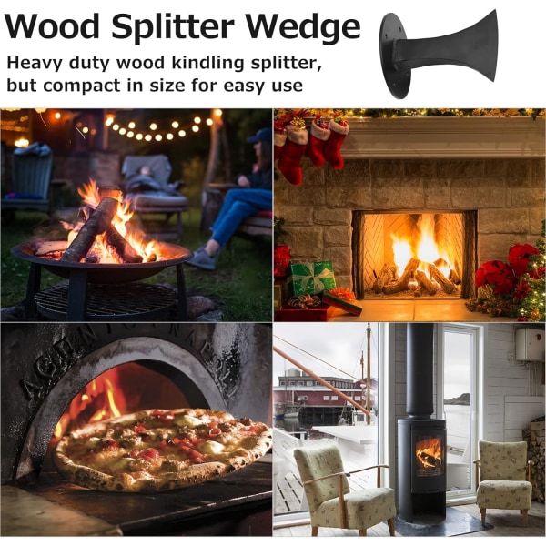 Manuell vedkløyver - Heavy Duty Fast Log Splitter Firewood Splitter for Small Fireplace Wood Stove, Black, 13.1*11.10.2cm