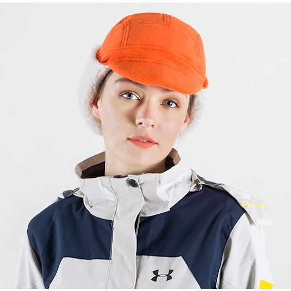Herr Fleece Varm Vinter Utomhus Mössor med Visir Vindtät Öronlapp Skalle Mössa skidåkning, snowboardåkning, vandring, jakt, fångst Orange 58cm