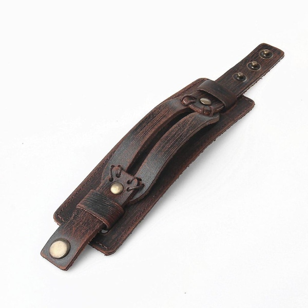Antik brun lädermanschett armband, läder handledsband handledsband