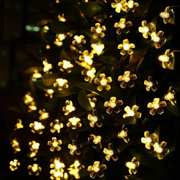 Ljusslinga Jul Dekorationsljus 39 Fot 100 LED-lampor, 8 Blinklägen med Svanskontakt Anslutningsbar Körsbärsblomma Dekoration Nyhetsljus för Fest, Uteplats, Bröllop, Hem och Trädgård