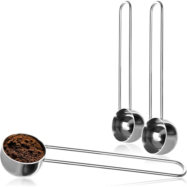3x Måleskjeer i Rustfritt Stål - Måleskjeer for Te, Kaffe, Cappuccino, Kakao og Espresso - Trådhåndtak, Enkel Dosering (Sølvfarge