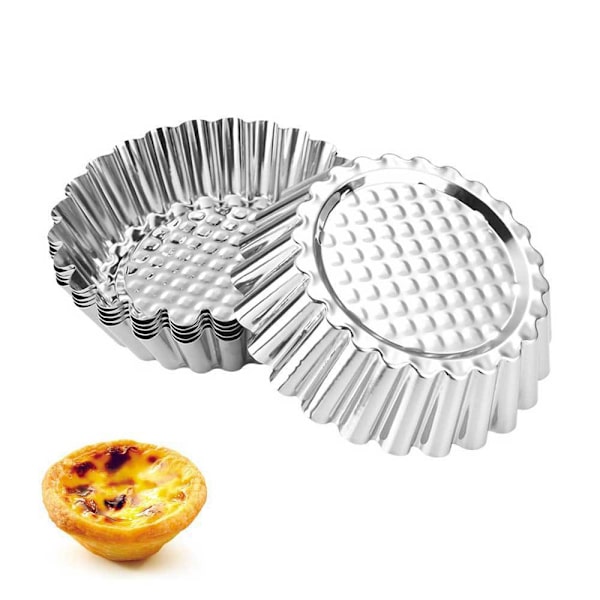 10 stk. ægterteform genanvendelig rustfrit stål cupcake kage muffinform til B