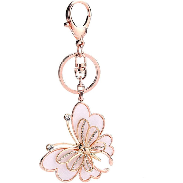 Rose Gold Tone Sød Sommerfugl Taske Charm Nøglering Bilnøglering med Nøglering